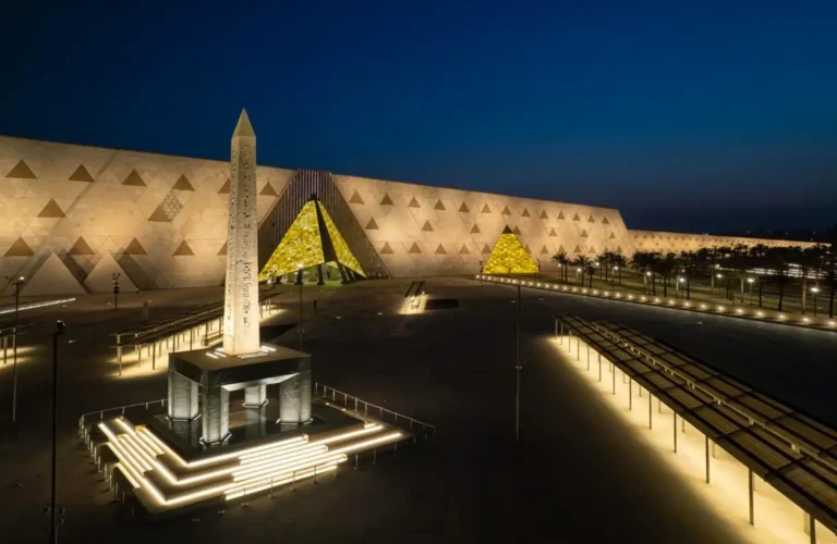 The facade of the Grand Egyptian Museum in Giza