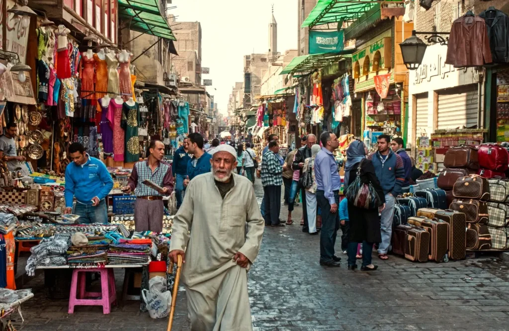 Market stalls in Khan El Khalili in Cairo