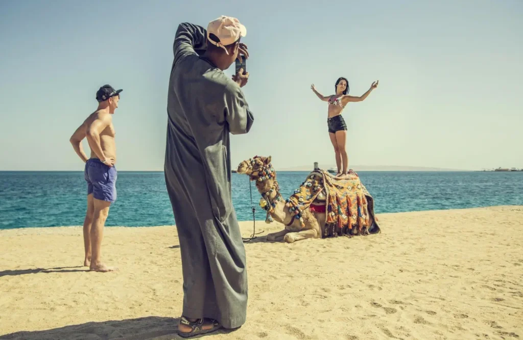 A couple on a Red Sea beach